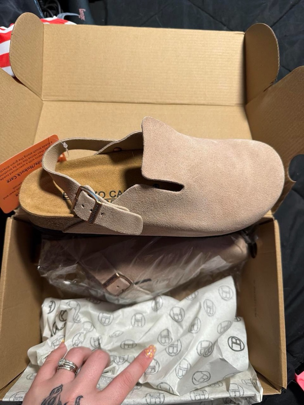Suede Slingback Clog Sandal - tan